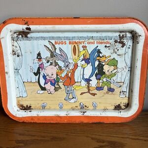 Warner Bros. Looney Tunes Bugs Bunny & Friends Multicolor Metal Tray 1979